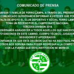 Otro que no va el 2019 Ferro Lampa entra en receso